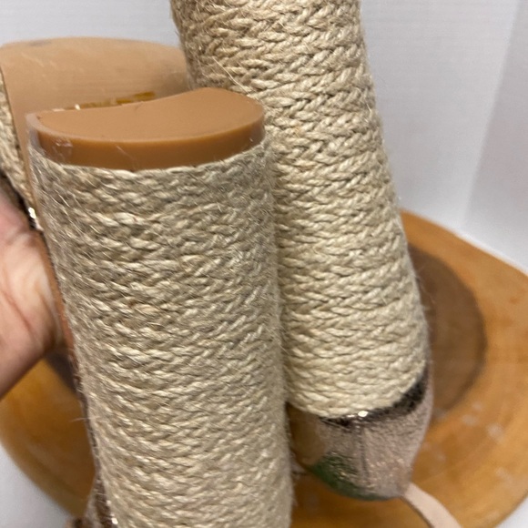 Fashion Nova Rose Gold Ankle Strap Espadrille Heels - Picture 5 of 8